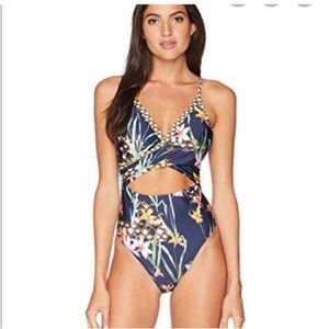 Trina Turk Navy Floral One Piece size 4 like new